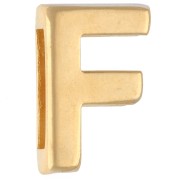Poussoir lettre alphabet 15x10 mm - F - pour lacet 10 mm - Doré à l'or fin x1
