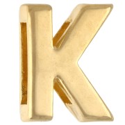 Poussoir lettre alphabet 15x12 mm - K - pour lacet 10 mm - Doré à l'or fin x1