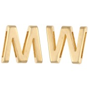 Poussoir lettre alphabet 15x17 mm - M ou W - pour lacet 10 mm - Doré à l'or fin x1