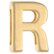 Poussoir lettre alphabet 15x11.5 mm - R - pour lacet 10 mm - Doré à l'or fin x1