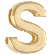 Poussoir lettre alphabet 15x11 mm - S - pour lacet 10 mm - Doré à l'or fin x1