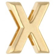 Poussoir lettre alphabet 15x13 mm - X - pour lacet 10 mm - Doré à l'or fin x1
