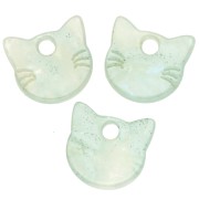 Breloque tête de chat 14.5x15.5 mm en acétate - Marbré Vert d'eau pailleté nacré