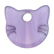 Breloque tête de chat 14.5x15.5 mm en acétate - Lilas irisé x1