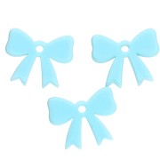 Pendentif noeud 16.5x20 mm en acrylique opaque - Bleu ciel x1