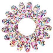Pendentif fleur marguerite 20 mm en acrylique - Pailleté multicolore x1