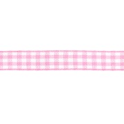 Ruban vichy 10 mm en polyester - Rose - Blanc x1m