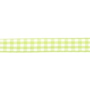Ruban vichy 10 mm en polyester - Vert clair - Blanc x1m