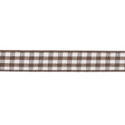 Ruban vichy 10 mm en polyester - Marron - Blanc x1m