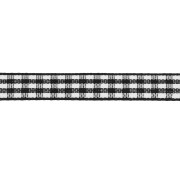 Ruban vichy 10 mm en polyester - Noir - Blanc x1m