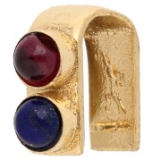Attache pendentif 9 mm avec pierre gemme - Doré à l'or fin - Grenat - Lapis lazuli
