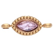 Intercalaire navette 15.5x6 mm cabochon cristal - Acier inox 304 Doré - Rose x1