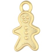Breloque bonhomme pain d'épice 19x11 mm - Doré à l'or fin x1