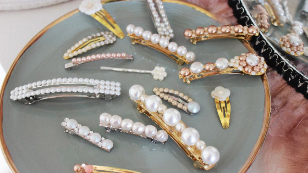 barrette perles nacrées