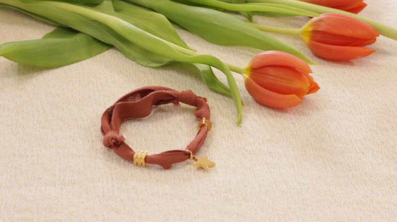 Bracelet coulissant biais Atelier Brunette et breloque étoile Plaqué Or Bracelet coulissant biais Atelier Brunette et breloque étoile Plaqué Or