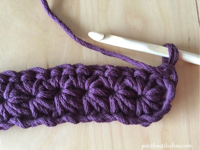 Manique au crochet en point étoile avec du fil coton : Etape 17 Manique au crochet en point étoile avec du fil coton : Etape 17