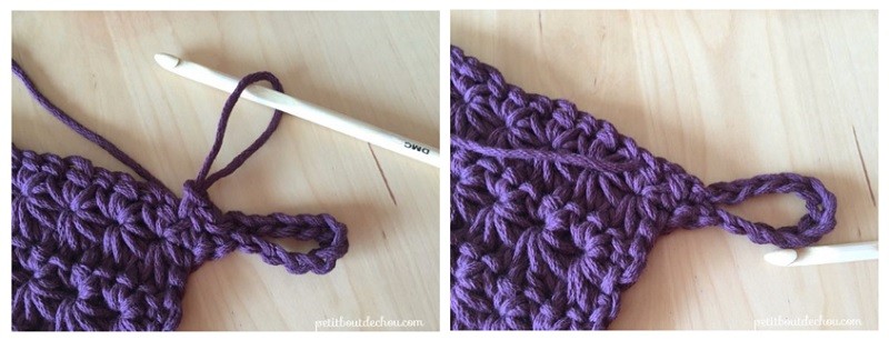 Manique au crochet en point étoile avec du fil coton : Etape 25 Manique au crochet en point étoile avec du fil coton : Etape 25