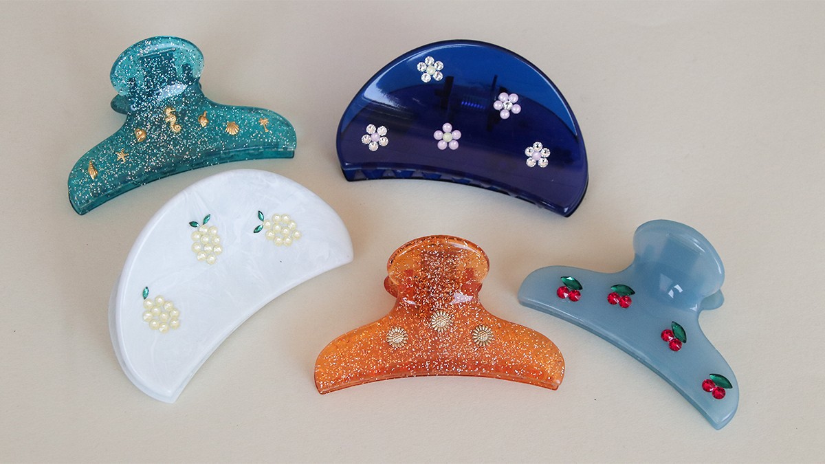 Pinces à cheveux Coquillages et Fruits d'été avec des strass PureCrystal Pinces à cheveux Coquillages et Fruits d'été avec des strass PureCrystal