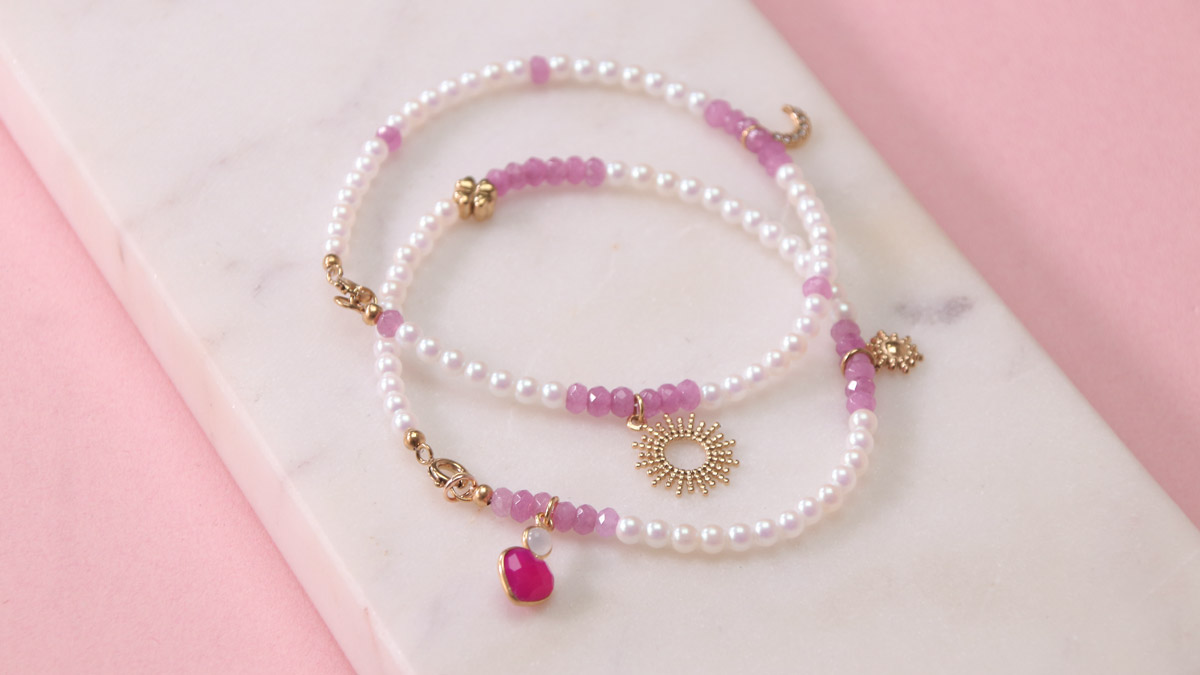 Bracelet de cheville pour les fêtes en perles nacrées Bracelet de cheville pour les fêtes en perles nacrées