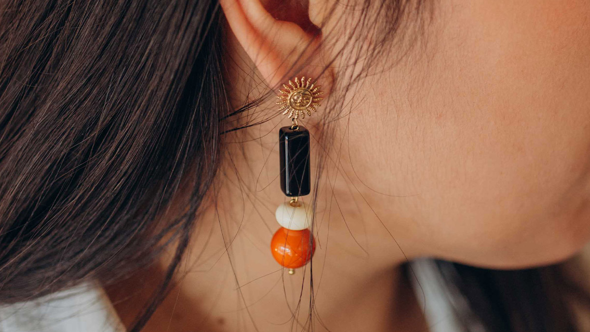 Boucles d'oreilles Terracotta avec perle tube Boucles d'oreilles Terracotta avec perle tube