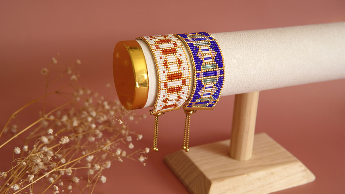 Bracelet Miyuki au métier à tisser en Bugles et Delica Bracelet Miyuki au métier à tisser en Bugles et Delica