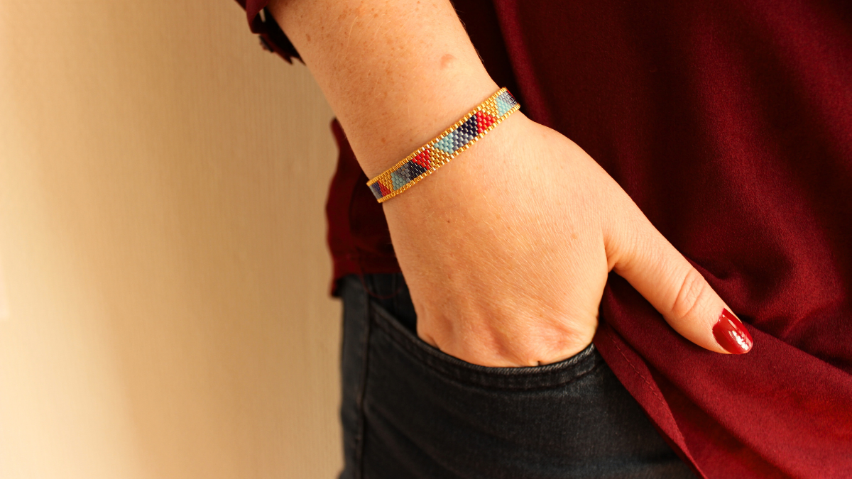 Bracelet triangle avec perles Miyuki 11/0 en peyote pair Bracelet triangle avec perles Miyuki 11/0 en peyote pair