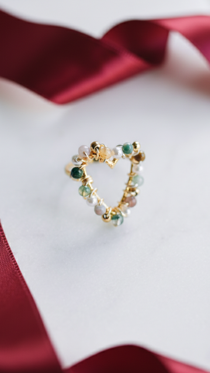 Schéma DIY Bague cœur et perles en pierre gemme Schéma DIY Bague cœur et perles en pierre gemme