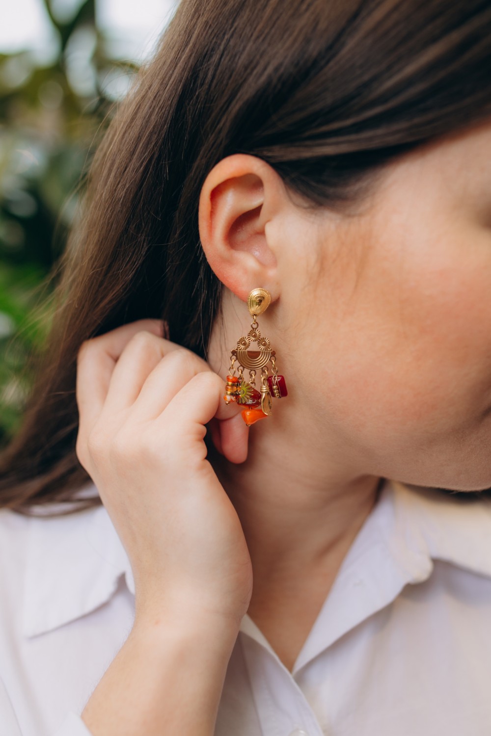 Schéma Boucles d'oreilles en acier inoxydable et breloques en pierres naturelles Schéma Boucles d'oreilles en acier inoxydable et breloques en pierres naturelles