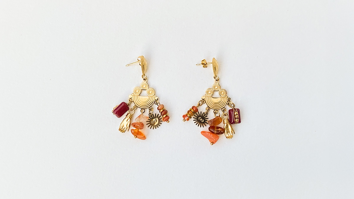 Boucles d'oreilles en acier inoxydable et breloques en pierres naturelles : Etape 4 Boucles d'oreilles en acier inoxydable et breloques en pierres naturelles : Etape 4