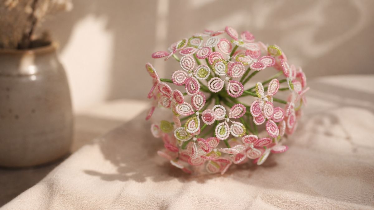 Fleurs d'Hortensia en perles Fleurs d'Hortensia en perles