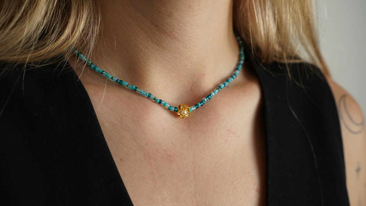 Collier en rocailles Miyuki turquoise Collier en rocailles Miyuki turquoise
