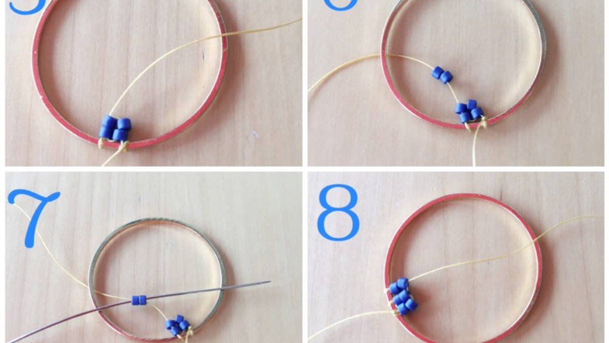 Pendentif cercle mandala en tissage brick stitch en perles Miyuki de Petit bout de chou : Etape 2 Pendentif cercle mandala en tissage brick stitch en perles Miyuki de Petit bout de chou : Etape 2